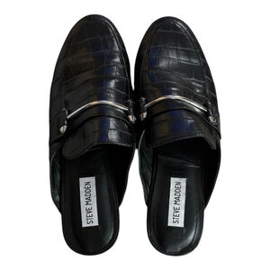 Steve Madden- Black Slip On Loafer With Buckle Size 8